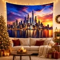 thumbnail image 3 of Vivid Urban Waterfront with Hour Likely Sunset Skyscrapers, Mystical Fantasy for Space Lovers, Galaxy Room Decor, Housewarming Gift, Tapestry Wall Hanging for Bedroom and Dorm, 3 of 7