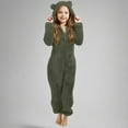 thumbnail image 2 of Ruyang Fleece Onesie for Girls Cute Fuzzy Bear Hooded Jumpsuit Kids Fall Winter Warm Plain Zip Up Furry Sherpa Outfits, 2 of 6