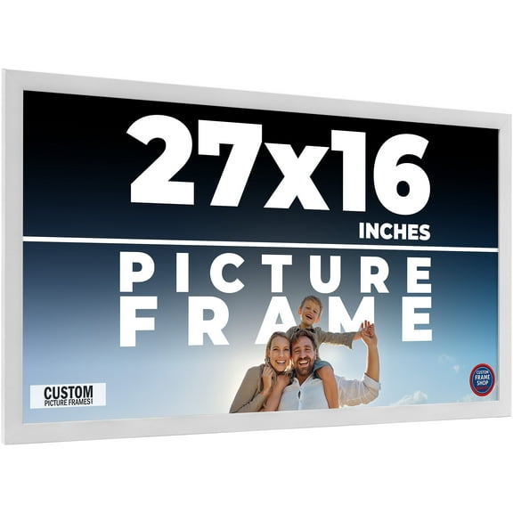 27x16 Frame White Solid Wood Picture Frame Includes UV Acrylic Shatter Guard Front, Acid Free Foam