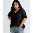 thumbnail image 3 of Aiyino Women’s Blouses And Tops Short Sleeve Loose Summer T Shirts,Black M, 3 of 9
