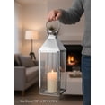 thumbnail image 3 of Serene Spaces Living Large Silver Square Metal Lantern, 7.65" Dia & 20.85" Tall, 3 of 5