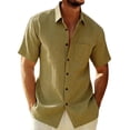 thumbnail image 3 of YOIAVAIOY Hawaiian Shirt for Men Button Down Short Sleeve Shirts Lightweight Casual Summer Beach Shirts Army Green L, 3 of 6