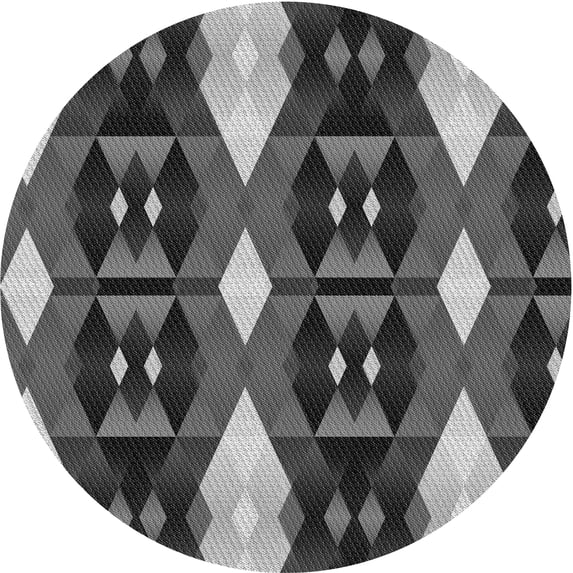 Ahgly Company Indoor Round Patterned Gunmetal Gray Area Rugs, 7' Round