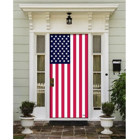 UPC: 0841282146136 | My Door Decor 285906PATR-004 36 x 80 in. USA Flag Patriotic Front Door Mural Sign Banner Decor  Multi Color