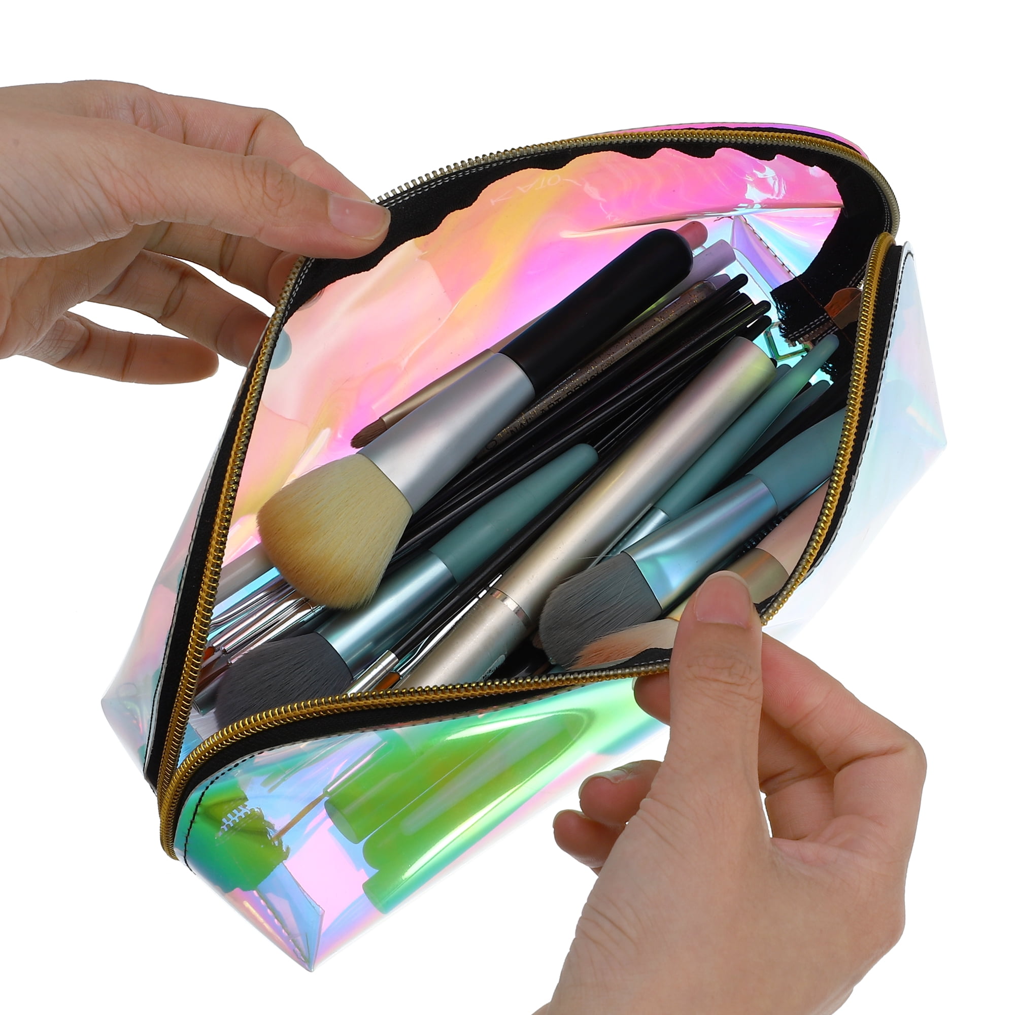 Unique Bargains Travel Toiletry Bag Makeup Bag Toiletry Organizer TPU Multicolor S Size