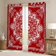 thumbnail image 2 of Manfei bohemian Flowers Curtains Pack of 2 (42x84 Each),Victorian Baroque Damask Curtains Blackout,Red White Bedroom Curtains For Girls Kids,Luxury Bedroom Decor, 2 of 6