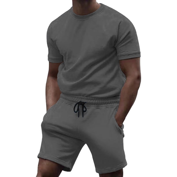 Conjuntos cortos Cagnkofi para hombre, conjuntos de 2 piezas, chándales de verano, camisetas y pantalones cortos casuales de manga corta con cuello redondo, chándal