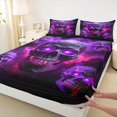 thumbnail image 4 of Castle Fairy Mystic Skull King Sheets 4pcs,Happy Halloween Bedding,Lavender Black,1 Fitted Sheet,1 Flat Sheet and 2 Pillowcases, 4 of 6