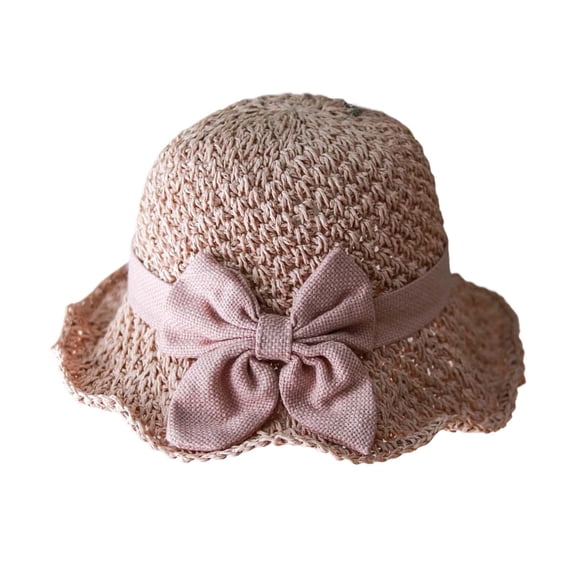 Summer Sun Hat for Women Solid Color Bowknot Ruffled Hat Sun Protection Cap
