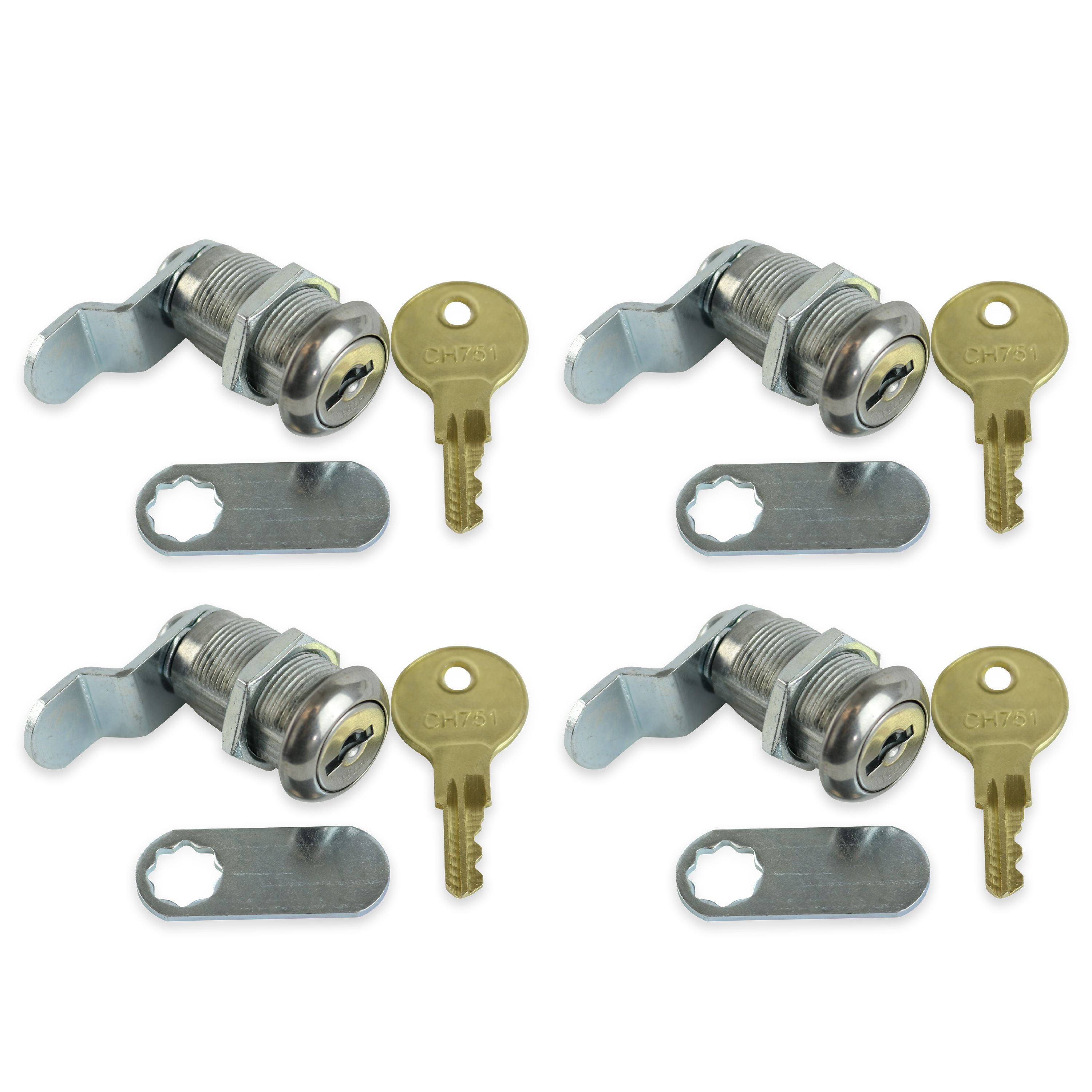 RV Leisure CW 1 1/8" Standard Key Compartment Door Cam Locks 4 PK