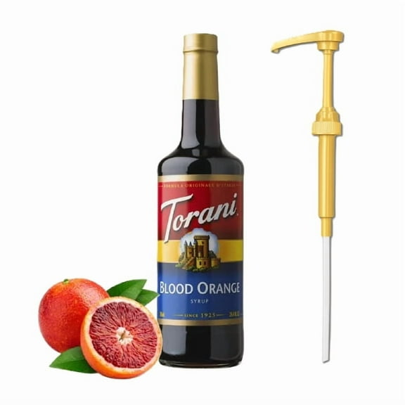 Torani Blood Orange Flavouring Syrup, 25.4 fl oz (750ml) Glass Bottle with Absol Gold Pump