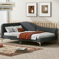 thumbnail image 3 of Bed Frames Twin Size Upholstered Daybed with Headboard and Armrest, Support Legs, Grey,Adjustable Bed Base, 3 of 19
