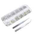 thumbnail image 1 of Guardurnaity Microcuentas de cristal para uñas, reverso plano, diamantes de imitación de cristal redondos, piedra de grava, suministros de Juegos de manicura AB pinza plateada 2, 1 of 6