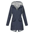 thumbnail image 2 of Fewfanhot Womens Hoodies Striped Lined Hooded Lightweight Raincoat Outdoor Waterproof Windbreaker, 2 of 9