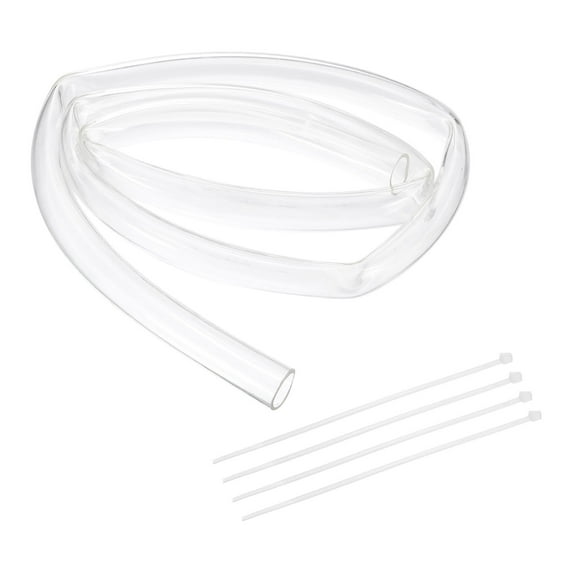 Uxcell 2 Pack Flexible Tubing, 27mm ID x 33mm OD - 6.6 Feet Long Clear Vinyl Water Pipe, Lightweight Plastic Hose Water Pipe with Zip Ties for Aquaponics, Air Hose, Irrigation