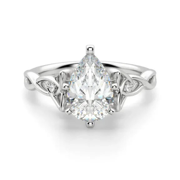 OM-RE Pear Cut Lab Grown Diamond Solitaire Engagement Ring, 2.00 ct. t.w., 14K White Gold