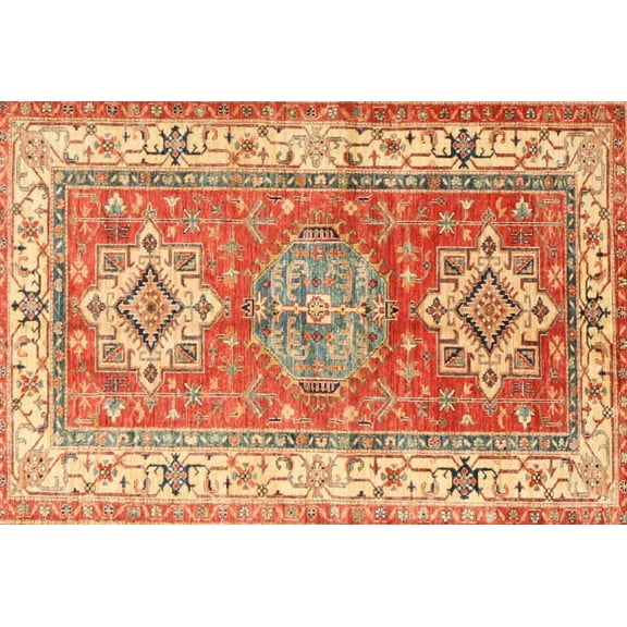 Ahgly Company Machine Washable Indoor Rectangle Traditional Grapefruit Red Area Rugs, 5' x 7'