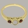 thumbnail image 6 of LBG British Made Solid 14k Yellow Gold ring with Natural Opal & Garnet Womens Engagement Ring - 33 size options - Size 9.75, 6 of 7