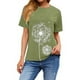 thumbnail image 5 of Camiseta Cuello Redondo Estampado Mujer Tops Poliéster Manga corta Tela de verano, Verde claro, M Methold AP002414-17, 5 of 7