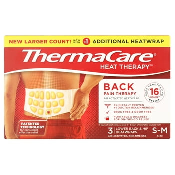 ThermaCare Lower Back & Hip Small/Medium Pain Relief Heat Wraps, 3 Ct