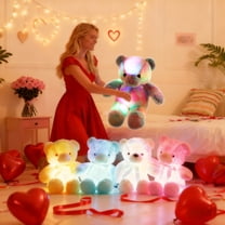 Light-Up Teddy Bear Plush Pillow - 19.6in(50cm) Large Glowing Stuffed Toy, Soft Huggable Night Light for Adults, Colorful Led Bedroom Decor, Cuddle Buddy for Sleep, Romantic Gift, Pink
