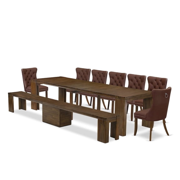 Luxe by East West Furniture 9 Pieces Extendable Dining Set Includes a Rectangle Kitchen Table