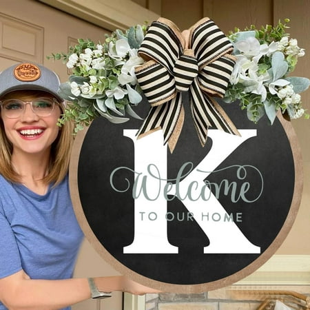 

Funny Welcome Sign Front Door Rustic Round Outdoor Indoor Spring Wreath Farmhouse Porch Wreath Wood Decoration Sign Housewarming Gift Summer Fall Home Wall Decor