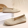 thumbnail image 3 of YangJinLian Women's Sparkly Flats Shoes Mesh Loafers Shoes Soft Memory Foam Flats Beige, 3 of 9