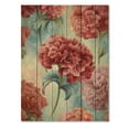 thumbnail image 3 of Designart "Red Teal Carnations Harmony Vivid Blossoms" Floral Print on Natural Pine Wood, 3 of 5