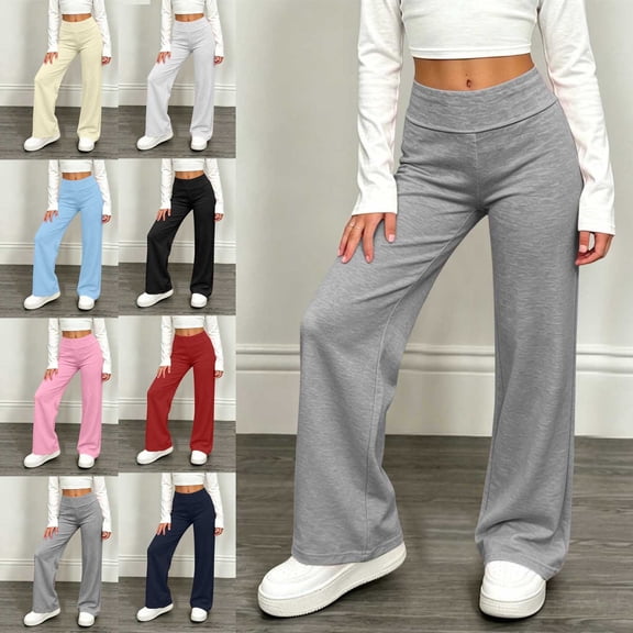 ITSAME Girls High Waisted Sweatpants Wide Leg Relaxed Fit Solid Color Fall Athletic Casual Joggers Black Size 10