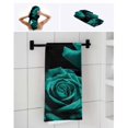 thumbnail image 6 of Teal Blue Rose Towel Set of 3, Soft Microfiber Bath Towels, Hand Towel, Washcloths, Vintage Abstract Garden Flower Floral Black Quick-Dry Absorbent Towels for Bathroom Kitchen Hotel Beach Gym Spa, 6 of 7