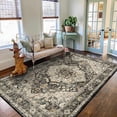 thumbnail image 2 of General Washable Oriental Area Rug - 5x8 Rugs for Living Room Soft Carpet for Bedroom Waterproof Floral Distressed Indoor Stain Resistant Non-Shedding Floor Carpets (Black/Grey, 5x8), 2 of 12