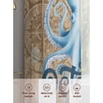 thumbnail image 6 of Summer Blue Sea Octopus Sheer Curtains 108 Inch Long 2 Panels, Nautical Vintage Ocean Wave Compass Linen Light Filtering Rod Pocket Curtains, Sheer Voile Drapes for Living Room Bedroom, 52"x108", 6 of 8