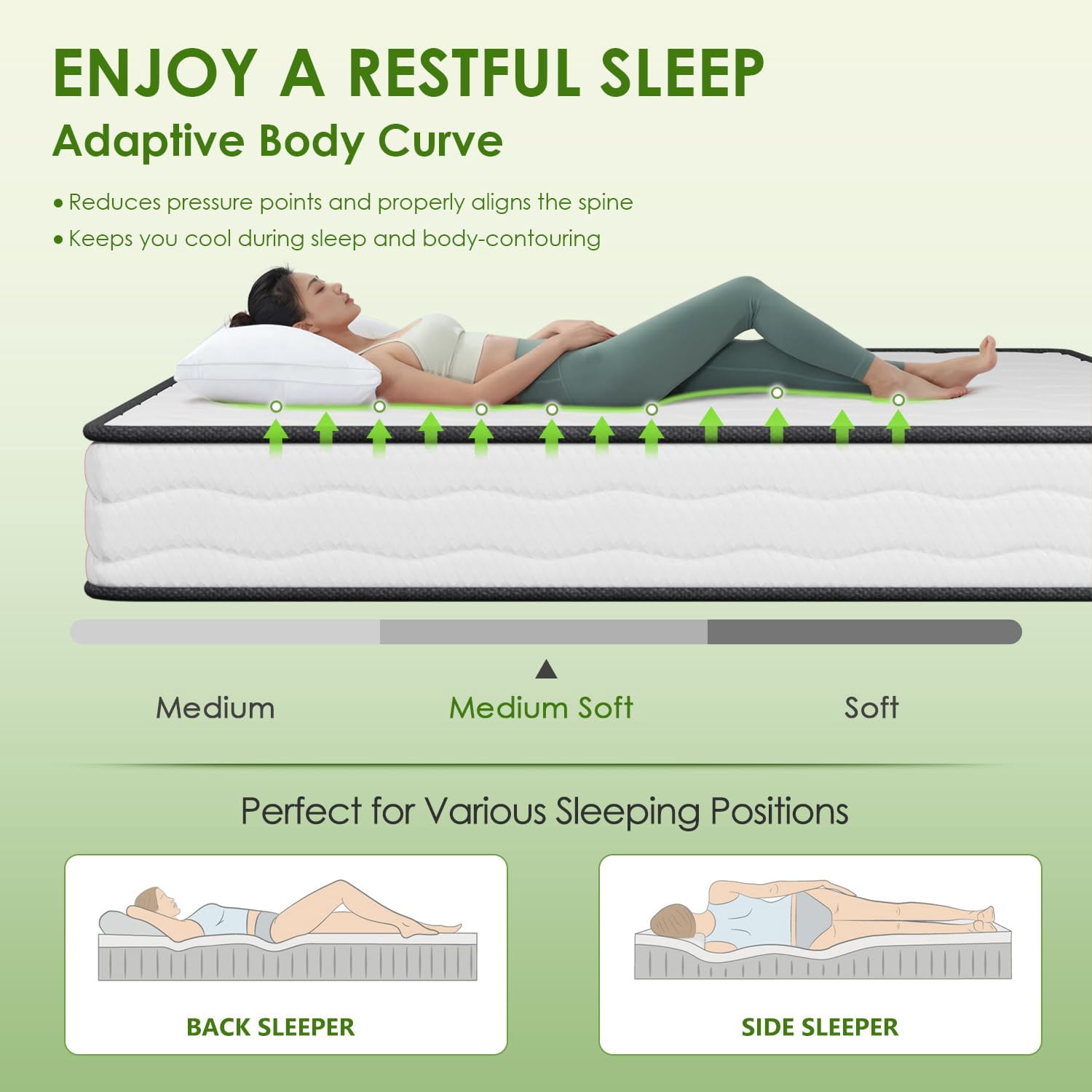 YRLLENSDAN Queen Mattress in a Box, Foam Spring Hybrid Mattress, Medium Firm Queen Mattress 8 Inch, Fiberglass Free Mattress Queen Double Bed Mattress