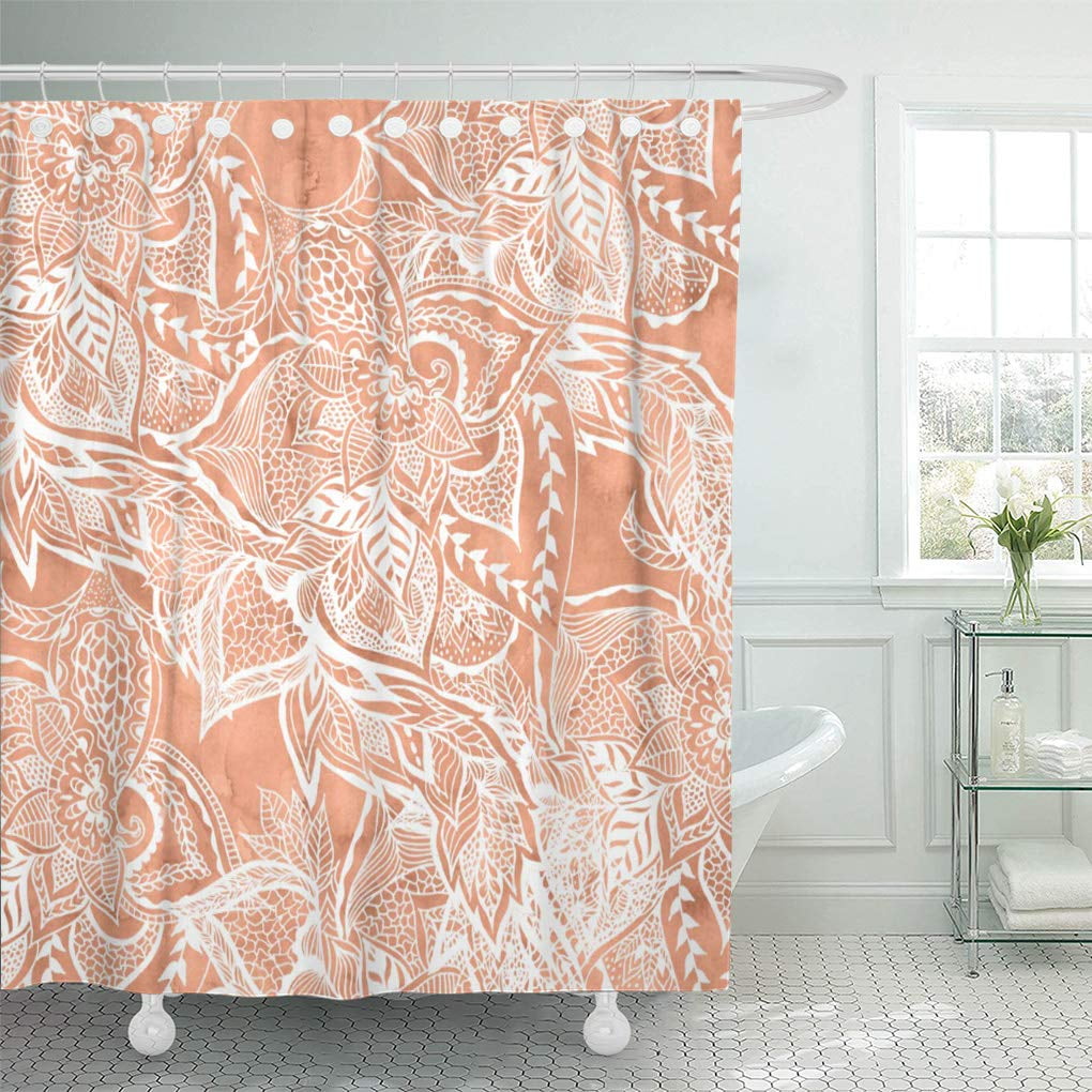 CYNLON Modern Tan Copper Terracotta Floral Watercolor White Boho Hand