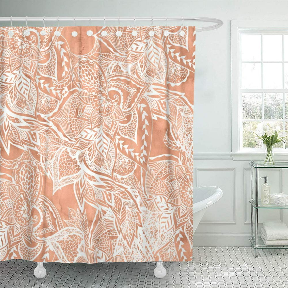 CYNLON Modern Tan Copper Terracotta Floral Watercolor White Boho Hand