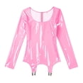 thumbnail image 4 of Vestido de club para mujer de manga larga con cremallera trasera mini lencería vestido de látex vestido bodycon de charol brillante con clips de liga, 4 of 5