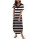 thumbnail image 1 of Vestido de Manga Corta para las Mujeres, Vestido Casual de Cuello en V de Bolsillo de Impresión de Moda Sexy Hecho de Poliéster Ligero para el Verano, Vestido de Verano para las Mujeres, 1 of 6