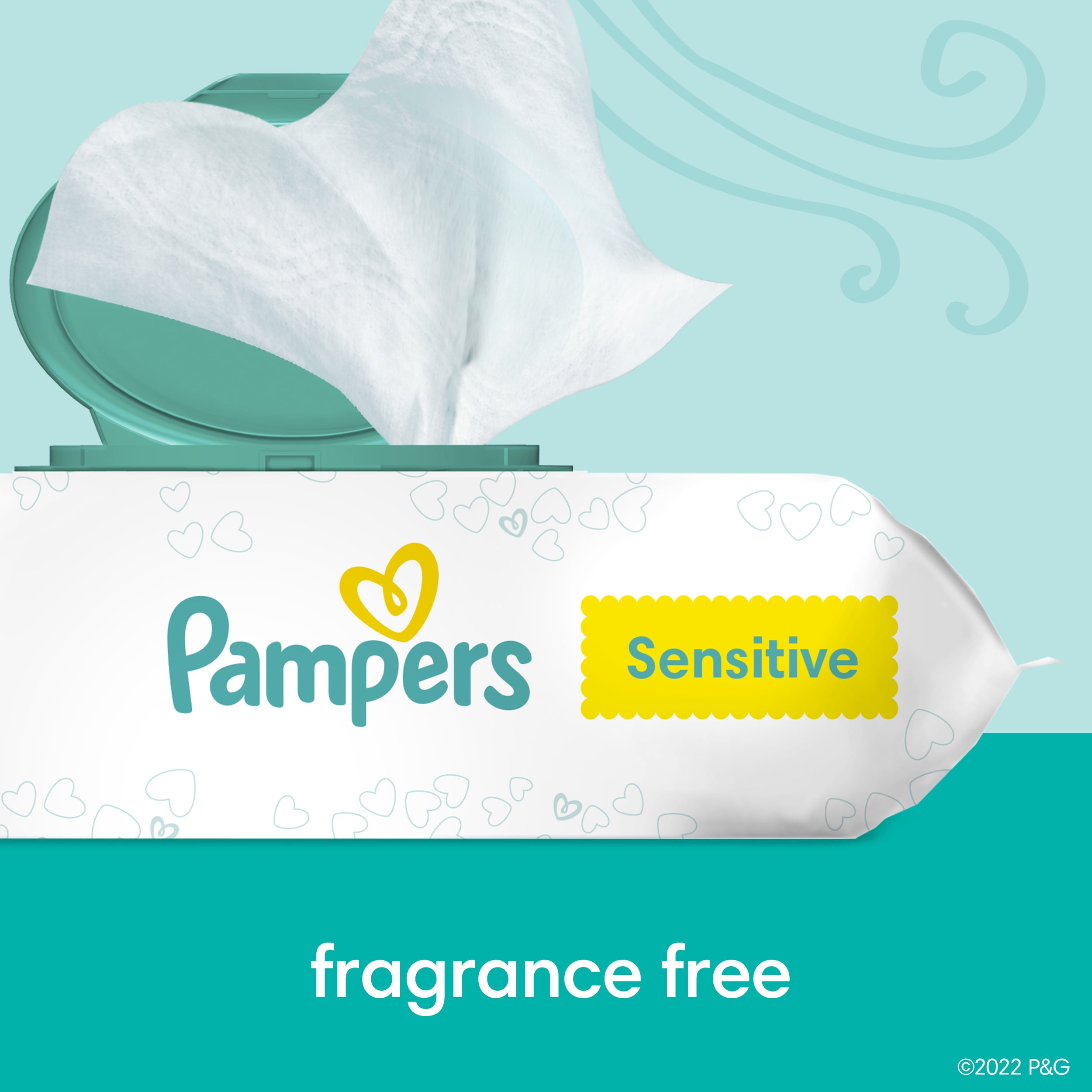 Lingettes Pampers Sensitive, format de poche, 56 lingettes 