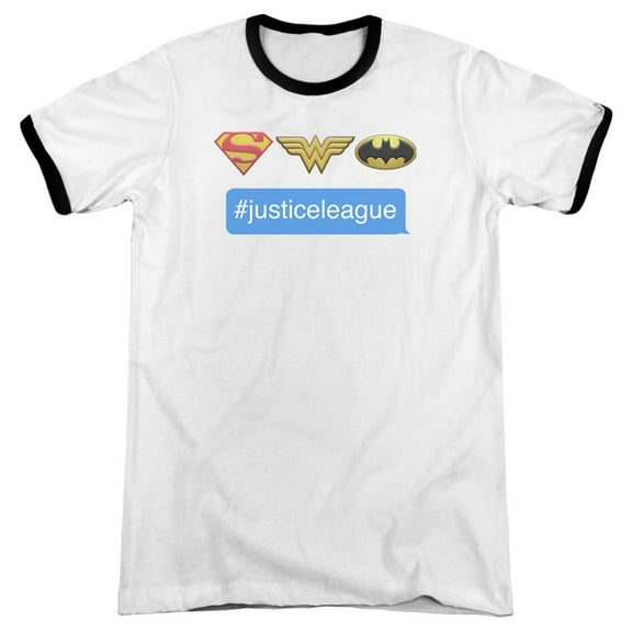 DC Comics Hashtag Justice League Adult Ringer T-Shirt White/Black