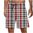 thumbnail image 2 of Ceisia Men's Gift Relaxed Knee-Length Plaid Shorts Elastic Waist Drawstring Purple-Black Multi-Color, 2 of 5