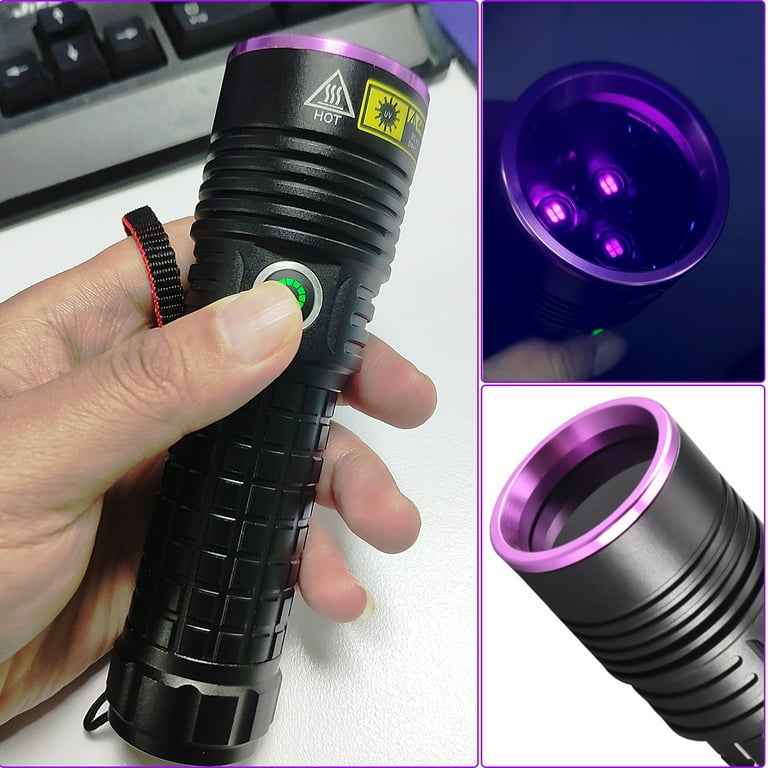 Vastfire 365nm Black Light UV Flashlight ultra Pure Ultraviolet 60W High Power and Long Range Blacklight Torch Best Blood Tracking Light