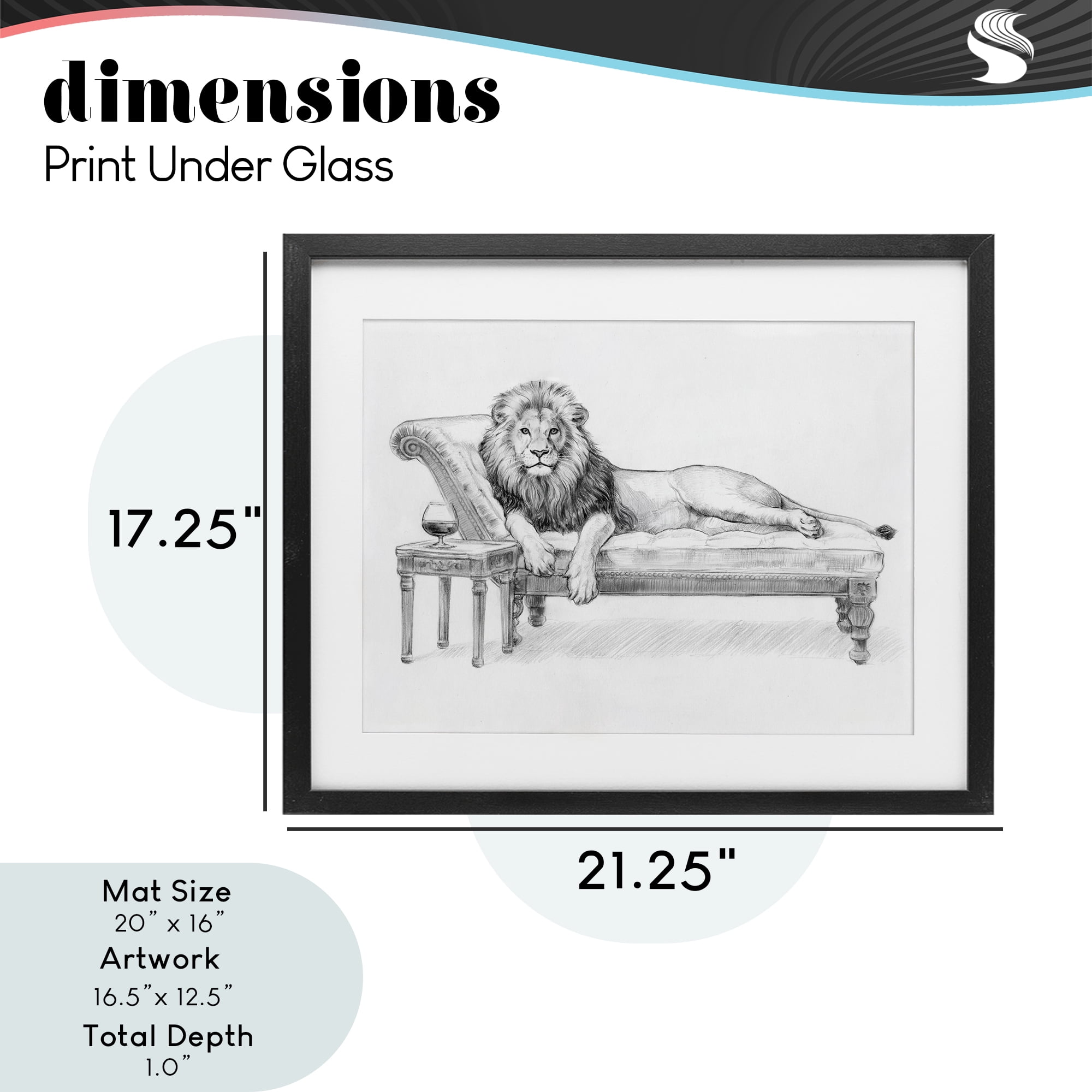 Stupell Industries Lounging Beast Lion Black Framed Print Under Glass, design by Victoria Barnes