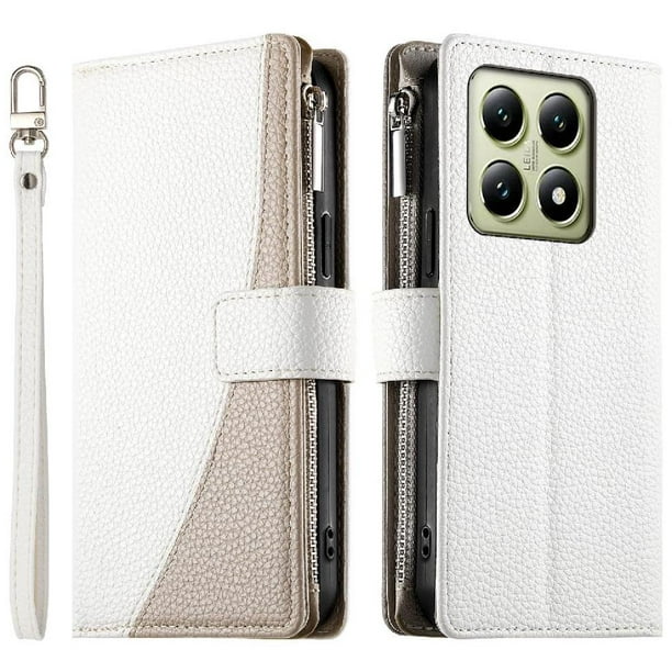 Funda cartera GANGXUN para Xiaomi 14T 5G , cuero PU con tarjetero, cremallera, correa de mano, soporte y protección 501°