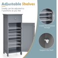 thumbnail image 5 of Bathroom Storage Cabinet, Freestanding Floor Cabinet with Drawers & Doors, Narrow Towel Storage for Small Bathroom, Wooden Storage Cabinet for Laundry Room, Living Room, Bedroom (Gray), 5 of 9