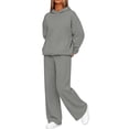 thumbnail image 6 of YFNNUP Womens Sweatsuits 2 Piece Set Plus Size Casual Winter Long Sleeve Hoodie Loose Wide Leg Sweatpants Fleece Fall Tracksuit Dark Gray,XXXL, 6 of 7