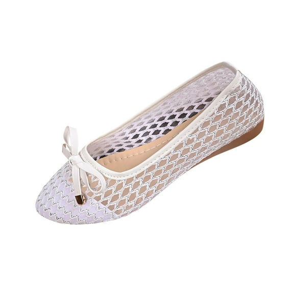 Wensltd Breathable Mesh Shoe for Women Flat Bow Lightweight Indoor Outdoor Comfort Casual Shoe Black