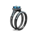 thumbnail image 4 of 2.65 Ct Sea Blue Cz Halo Gray Stainless Steel Wedding Ring Set Women's Size 6, 4 of 7