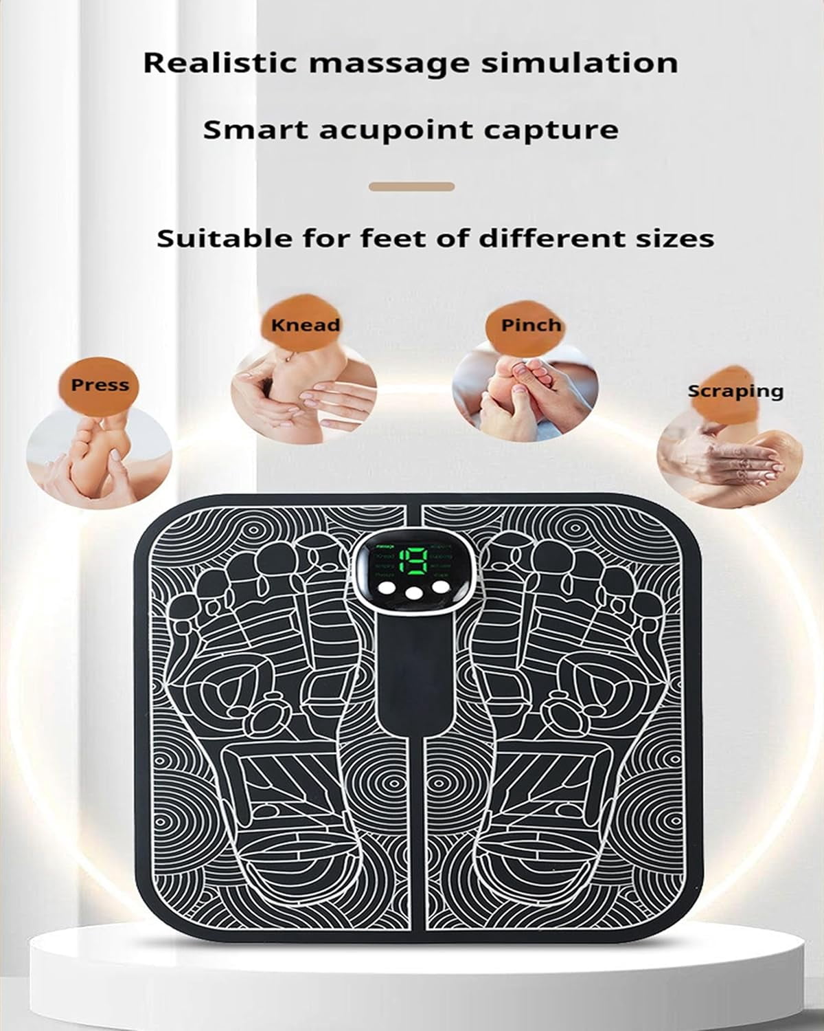 Ornexis Foot Plate Massager for Everyday Comfort, 8 Massage Modes, 19 Intensity Levels, Smart Auto Power-Off, Remote Control, USB Rechargeable