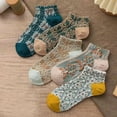 thumbnail image 4 of CUZIBR Cozy Socks Retro Stereoscopic Pattern Ankle Socks Low Cut No Show Boat Socks Comfy Footies Comfy Dailywear,C,One Size, 4 of 5
